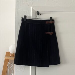 Black Mini Skirt With Brown Buckle Detailing